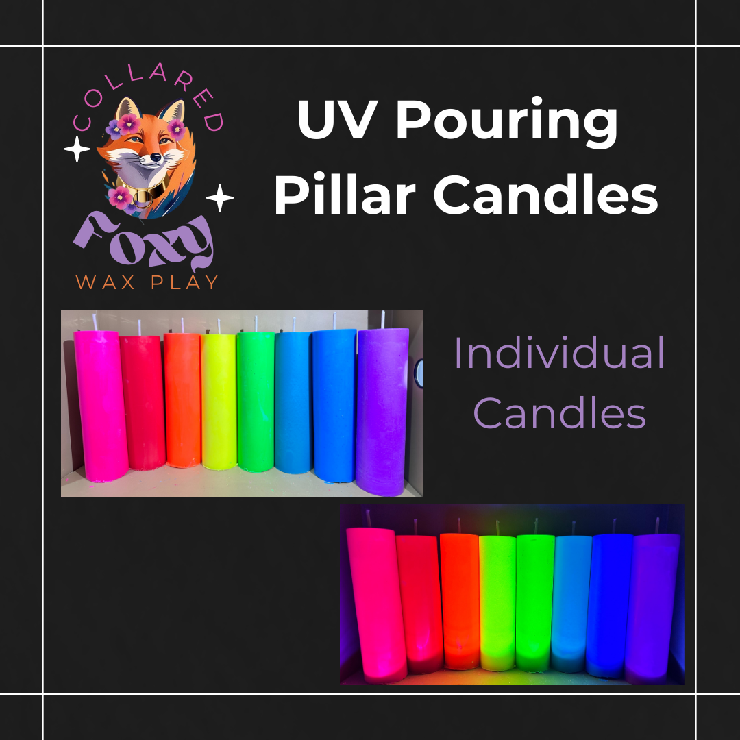Rainbow Stripe UV Reactive Soy Pouring Pillar Wax Play Candle
