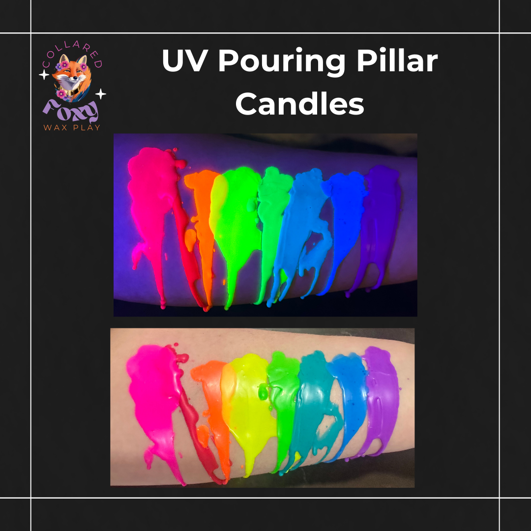Rainbow Stripe UV Reactive Soy Pouring Pillar Wax Play Candle