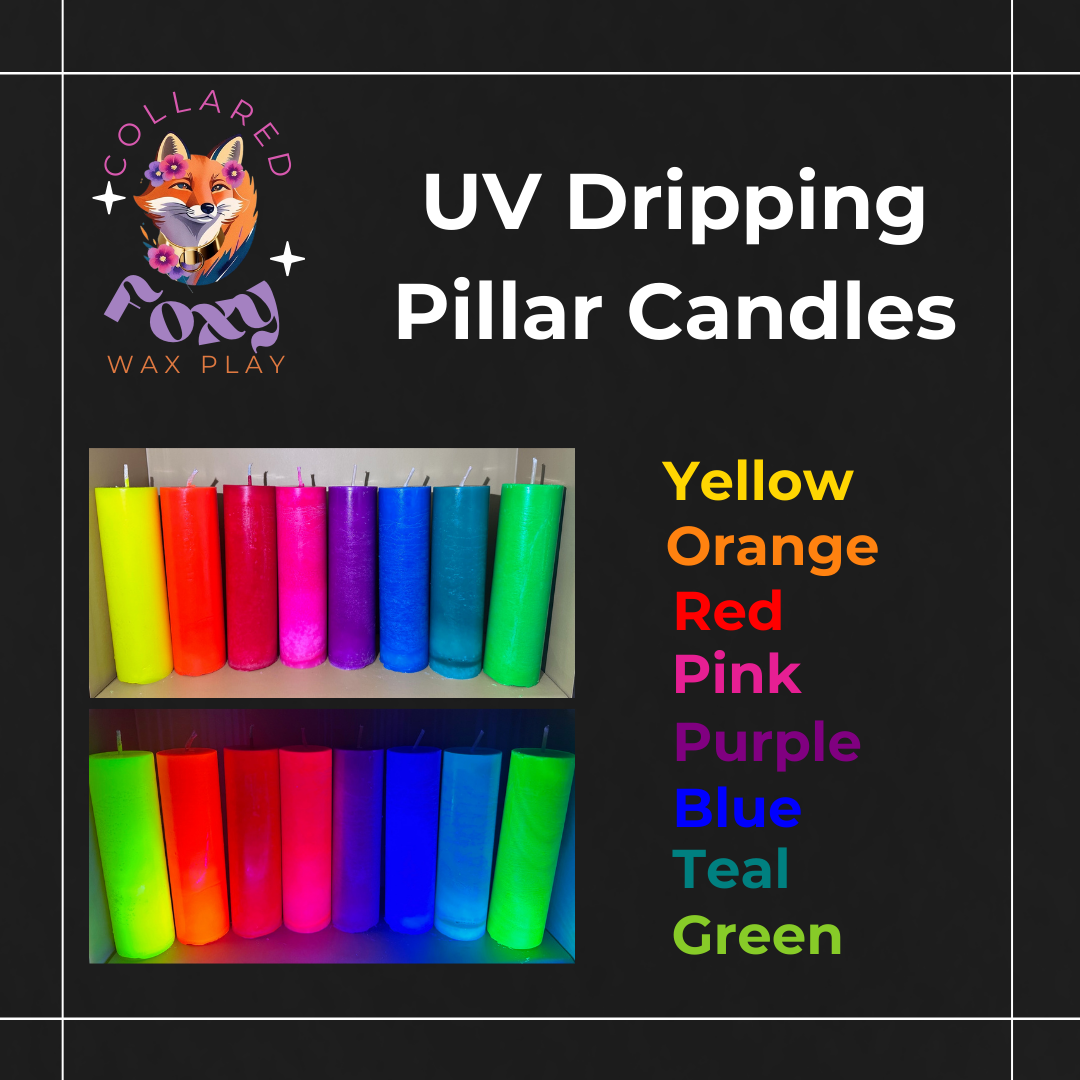 Teal UV Reactive Paraffin Dripping Pillar Wax Play Candle