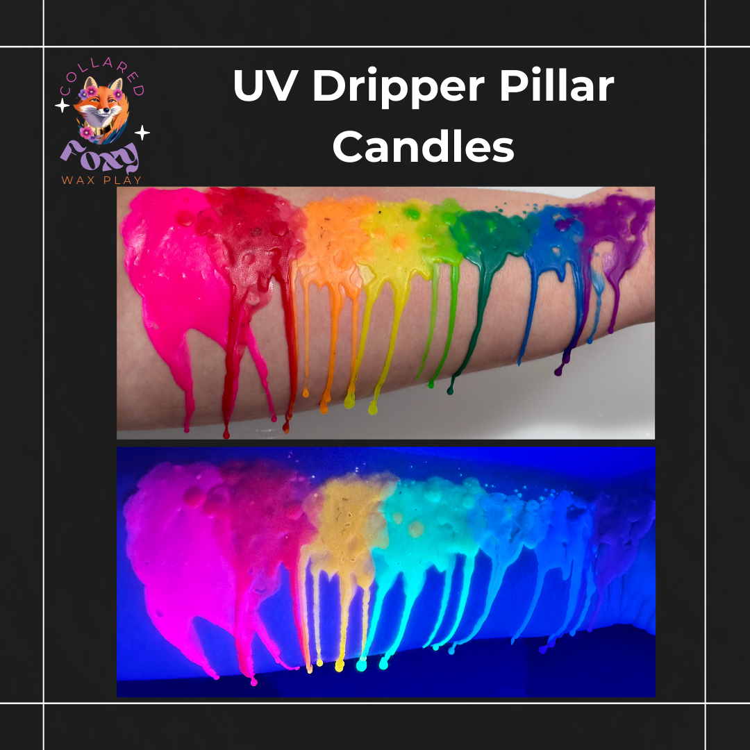 Teal UV Reactive Paraffin Dripping Pillar Wax Play Candle