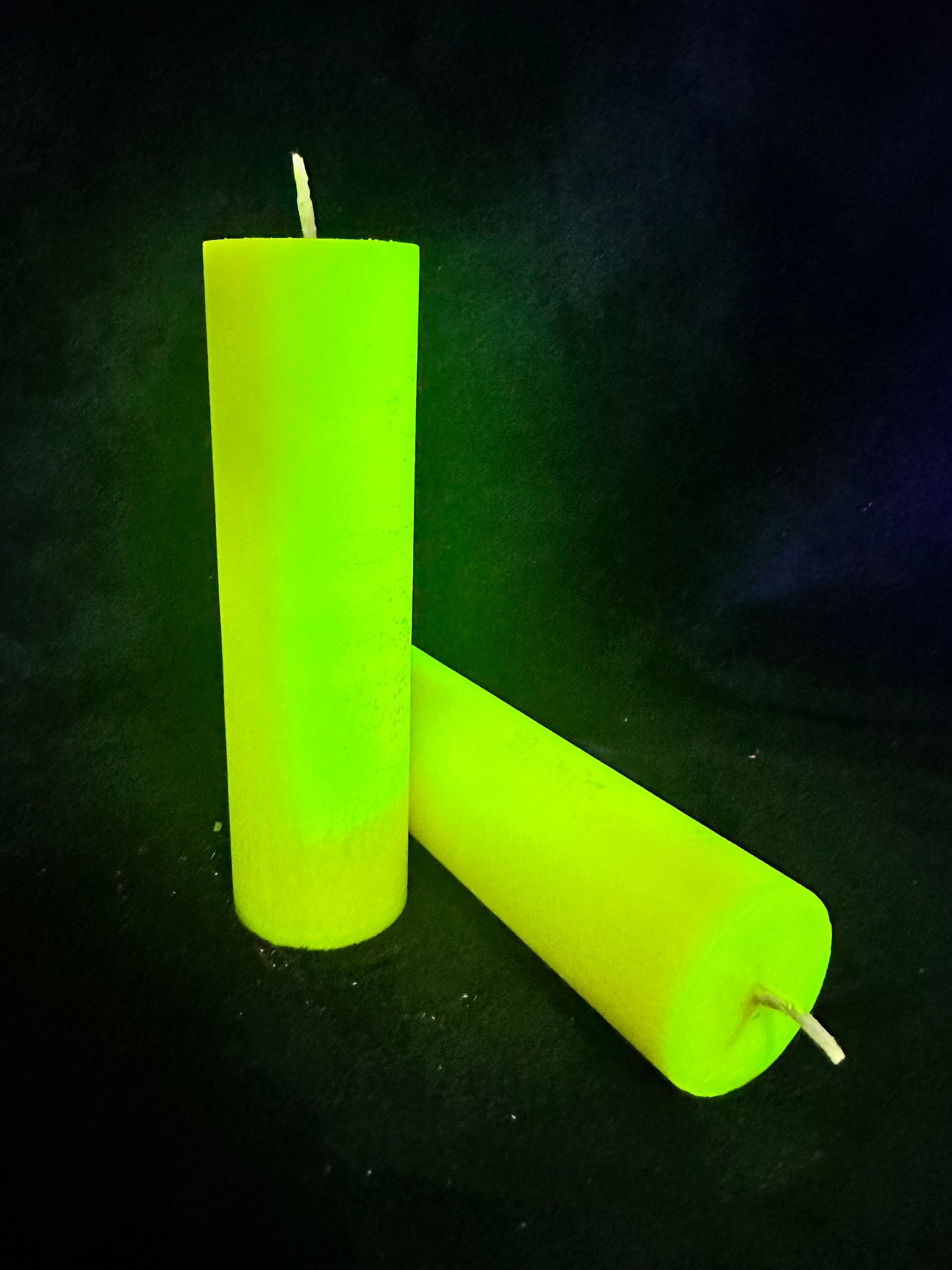 Yellow UV Reactive Parrafin Dripping Pillar Candle