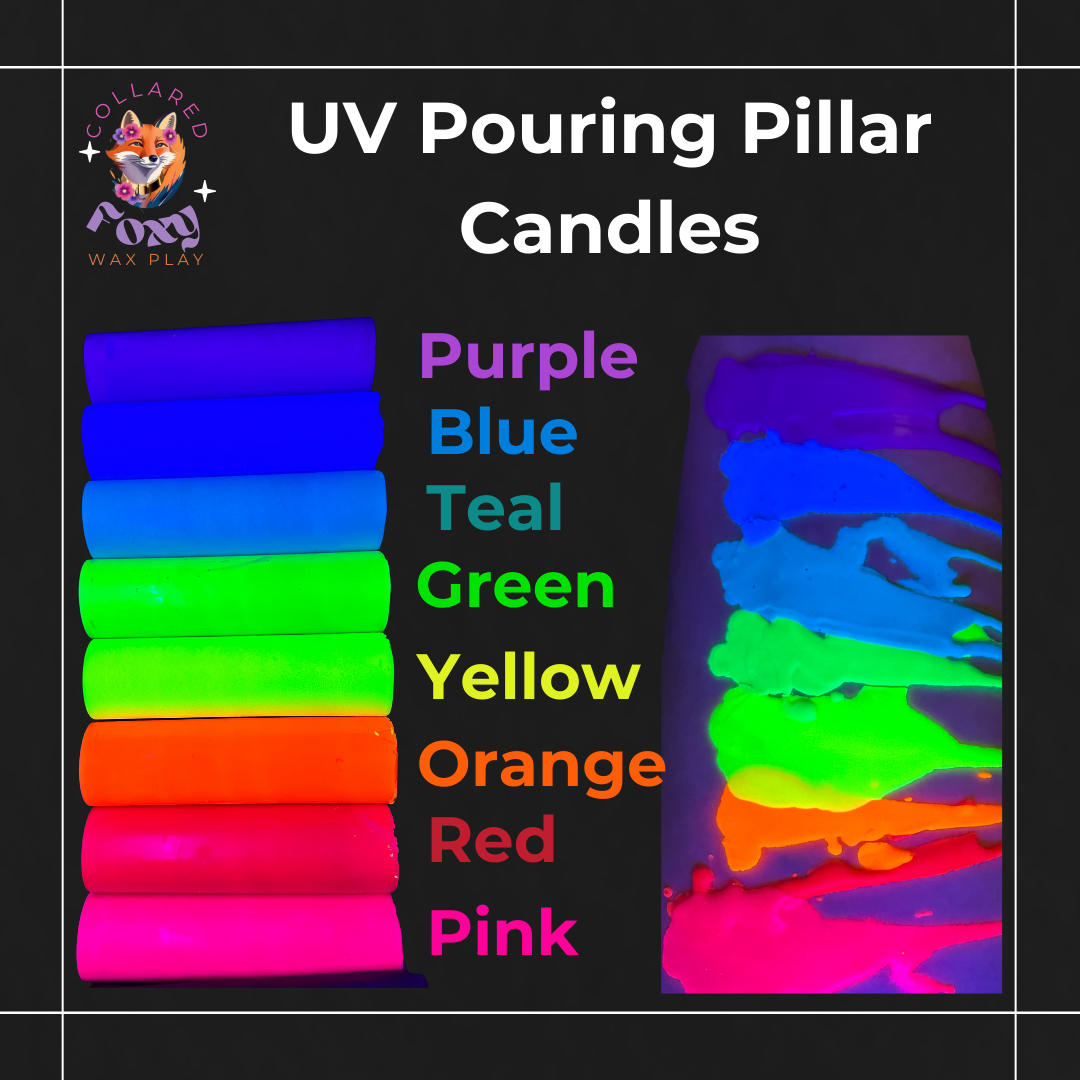 Rainbow Stripe UV Reactive Soy Pouring Pillar Wax Play Candle