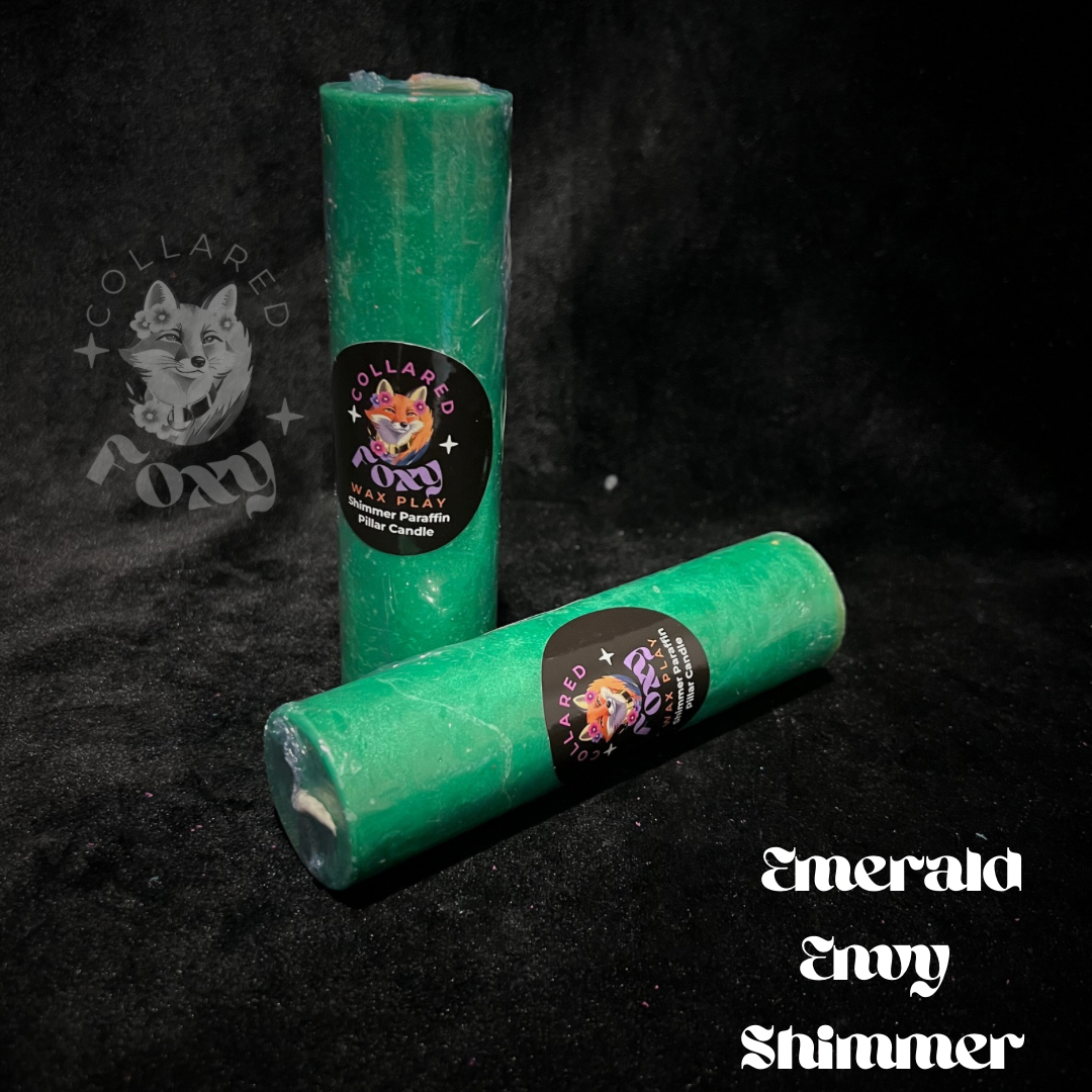 Emerald Envy Metallic Shimmer Paraffin Dripping Pillar Wax Play Candle