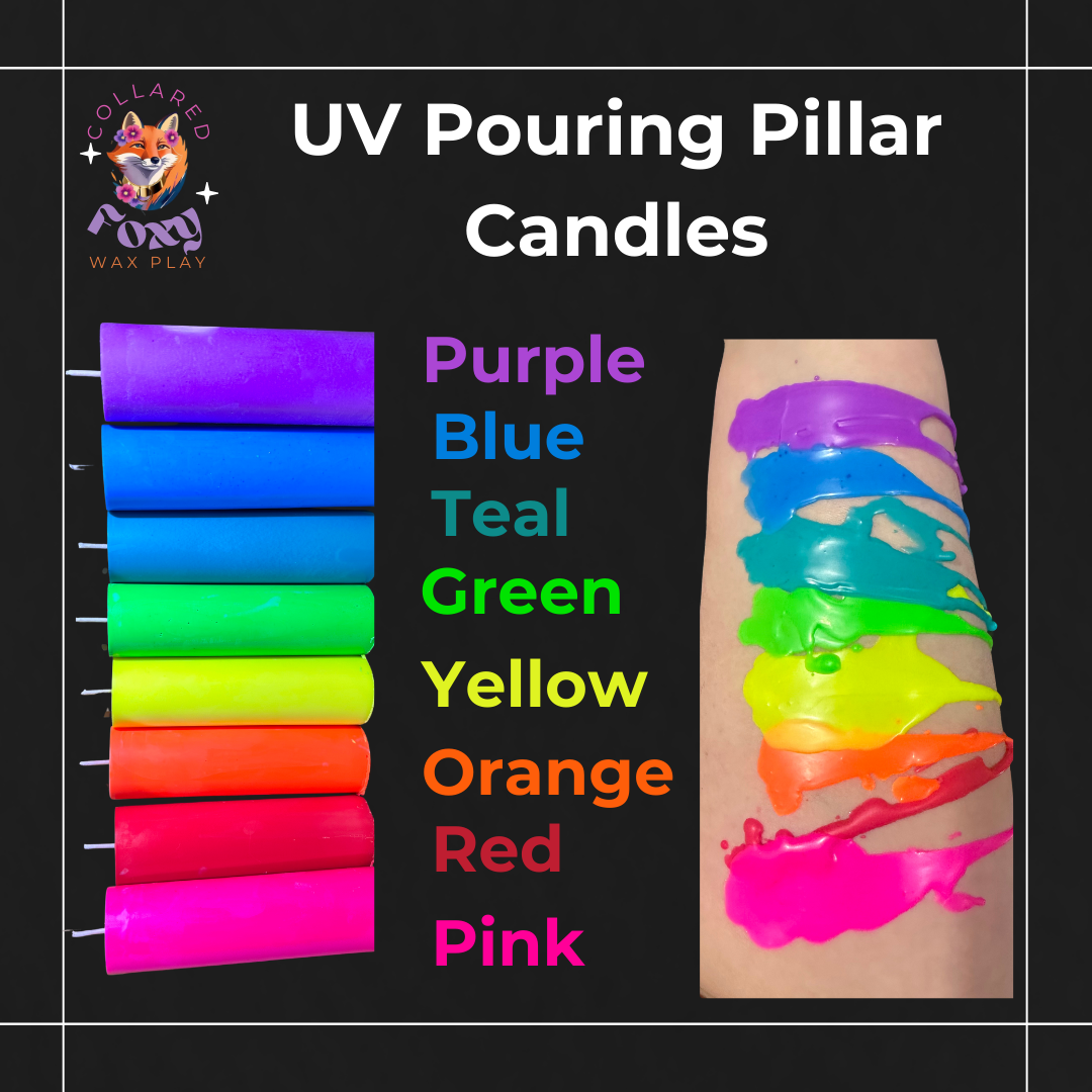 Rainbow Stripe UV Reactive Soy Pouring Pillar Wax Play Candle