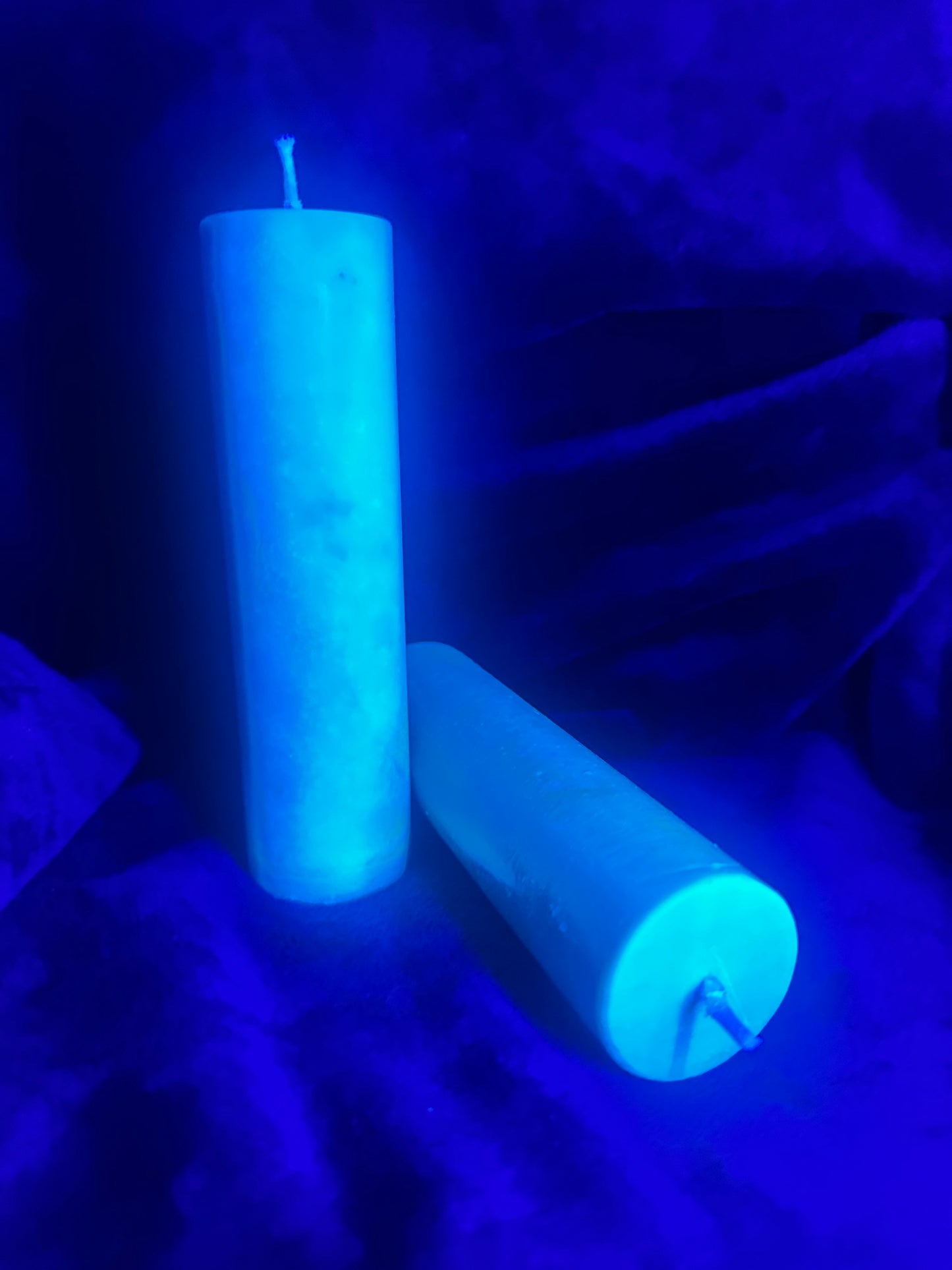 Teal UV Reactive Paraffin Dripping Pillar Wax Play Candle
