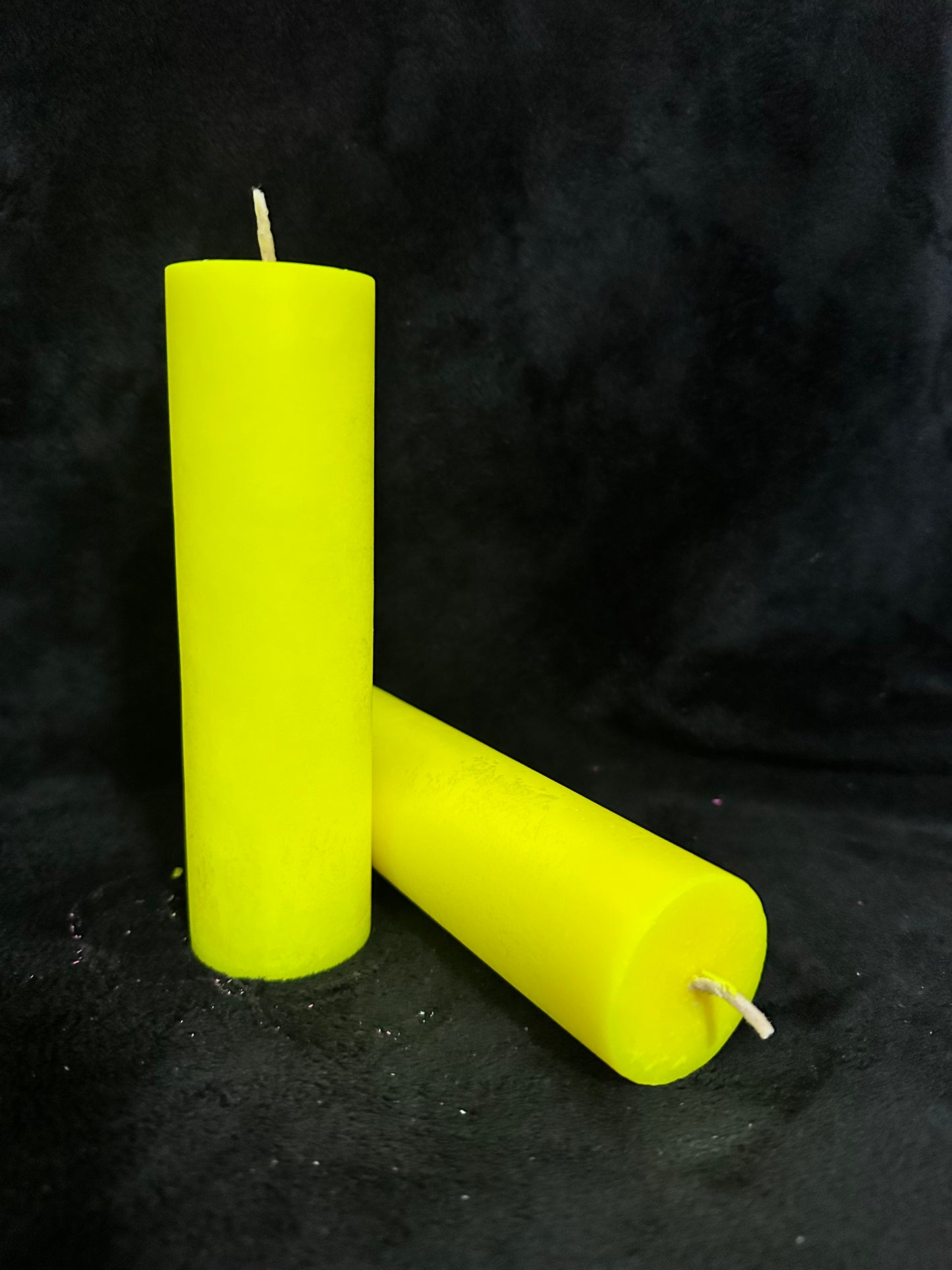 Yellow UV Reactive Parrafin Dripping Pillar Candle