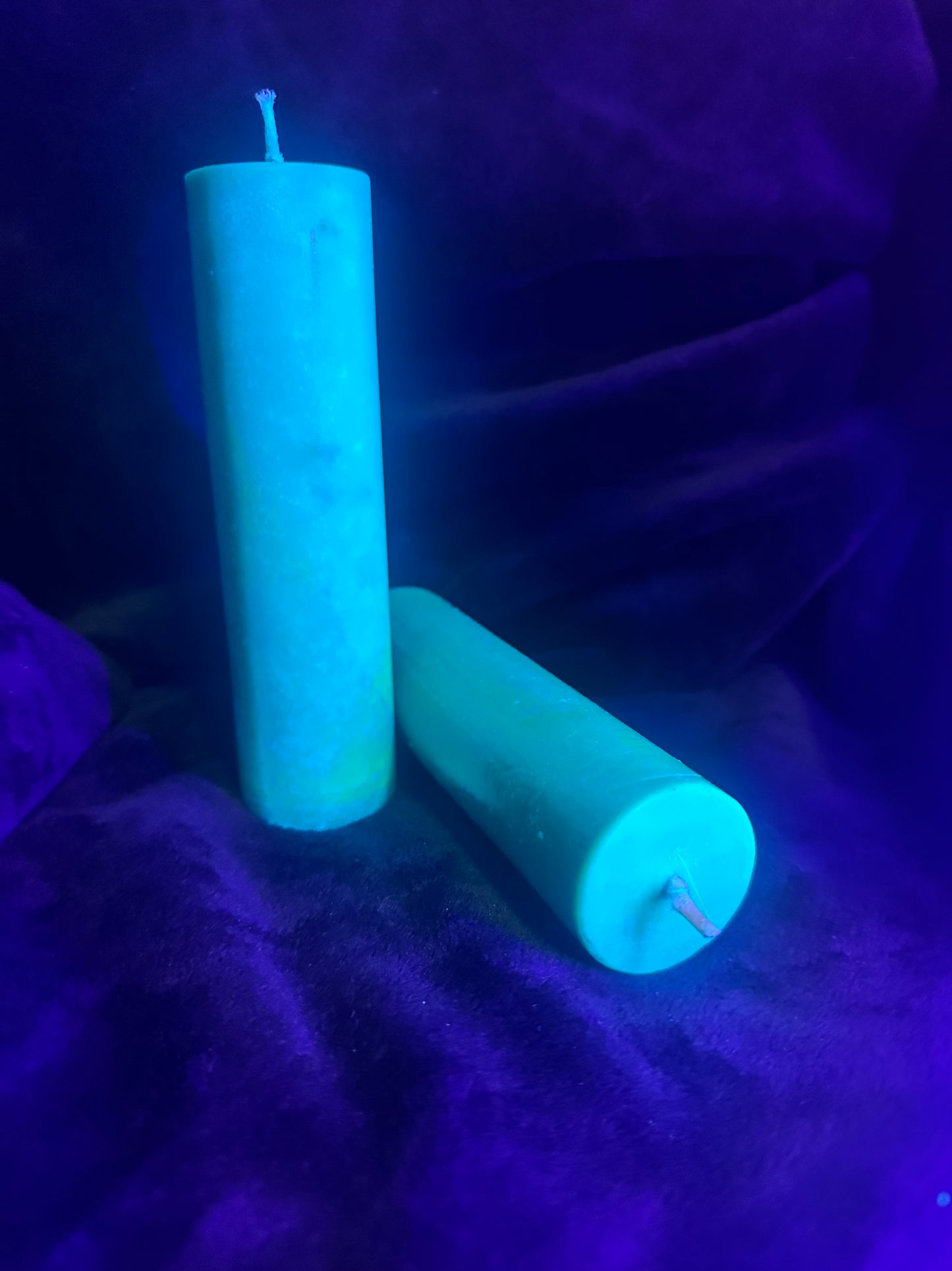 Teal UV Reactive Paraffin Dripping Pillar Wax Play Candle