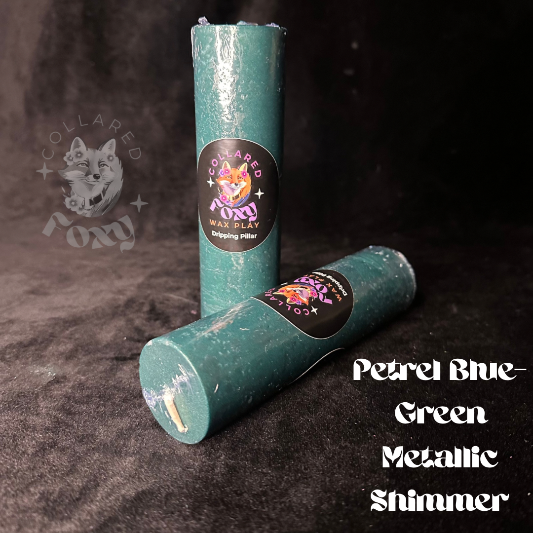 Petrel Blue-Green Metallic Shimmer Paraffin Dripping Pillar Wax Play Candle