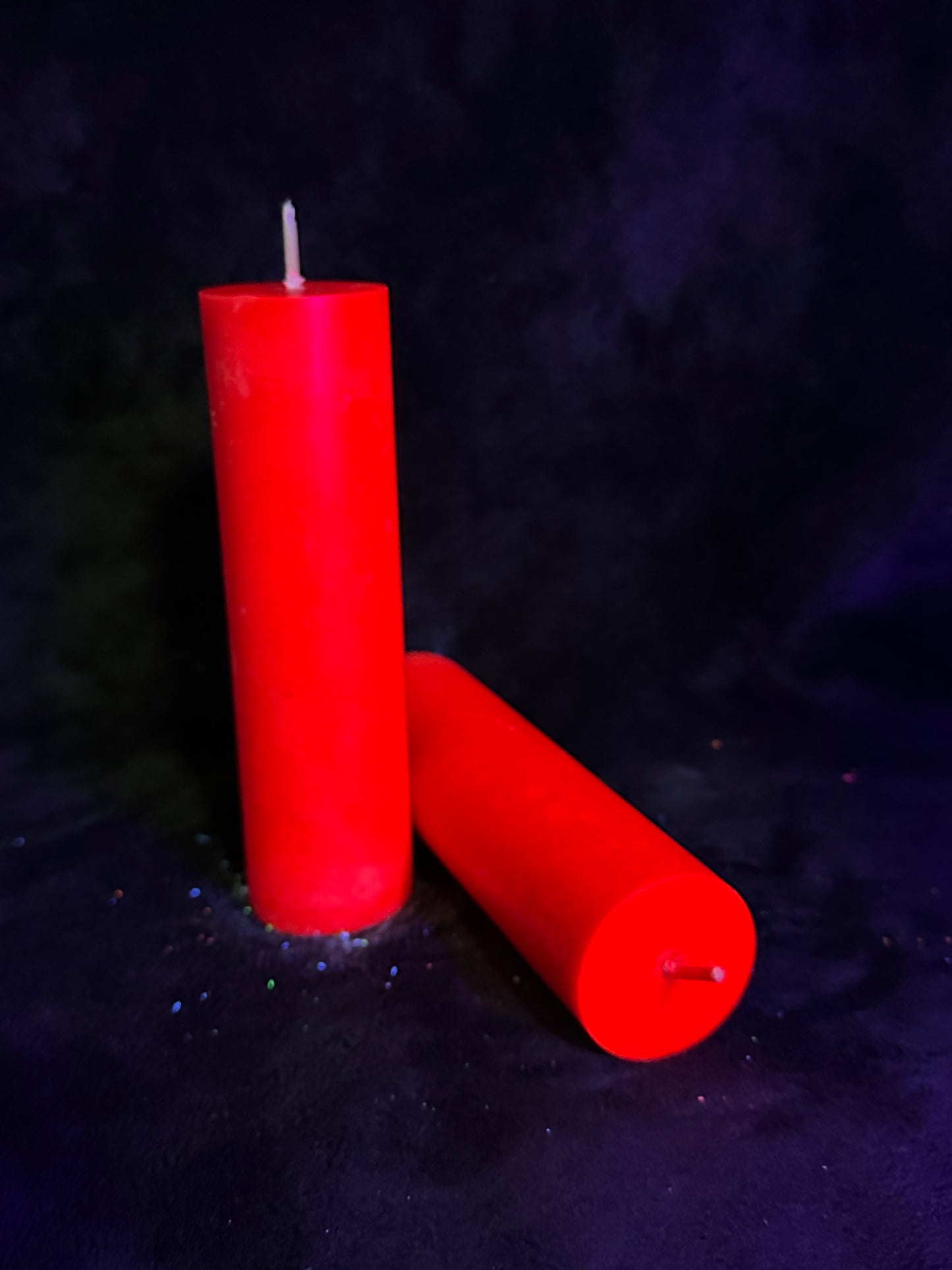 Red UV Reactive Paraffin Dripping Pillar Wax Play Candle