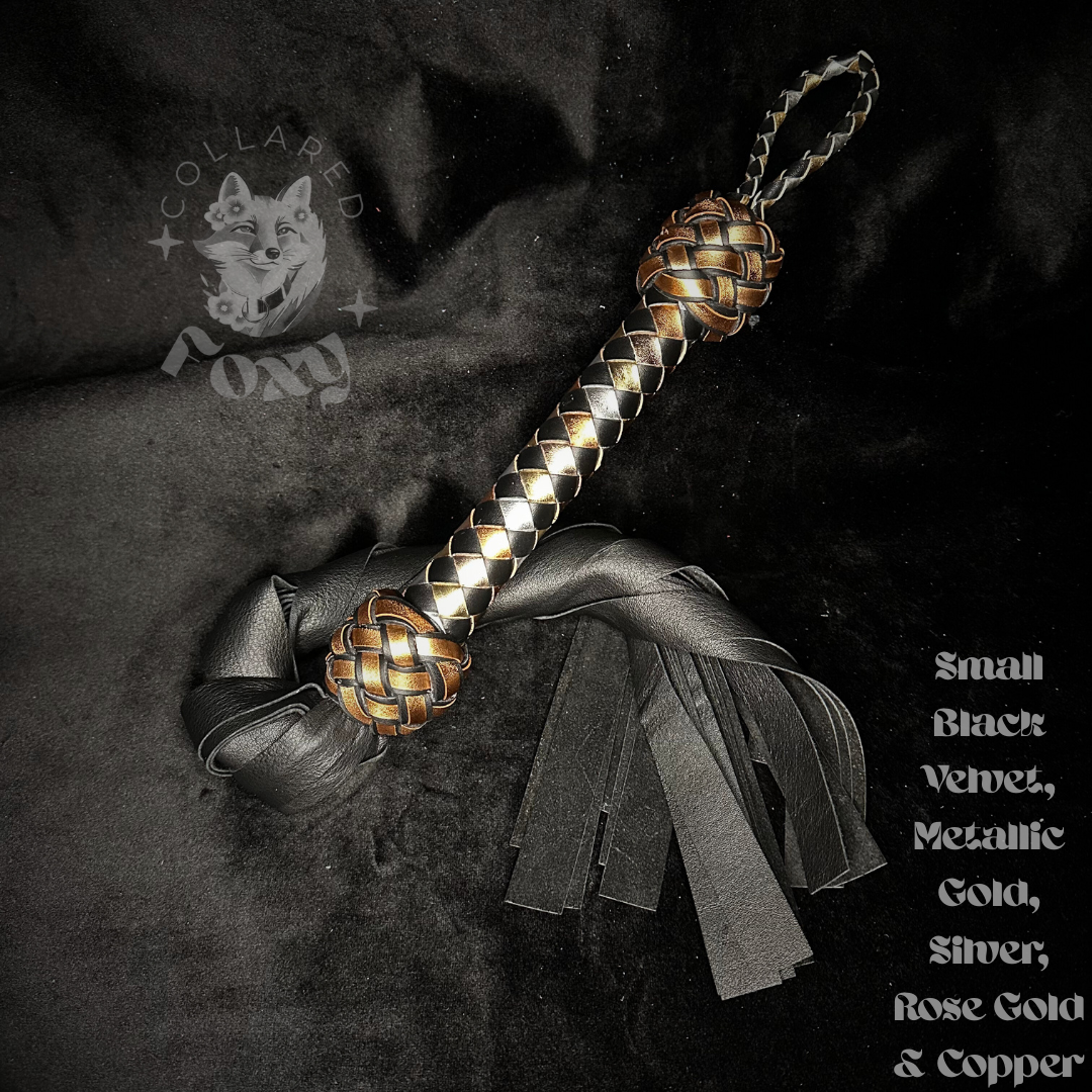 Small Black Velvet Flogger - Gold, Silver, Rose Gold & Copper