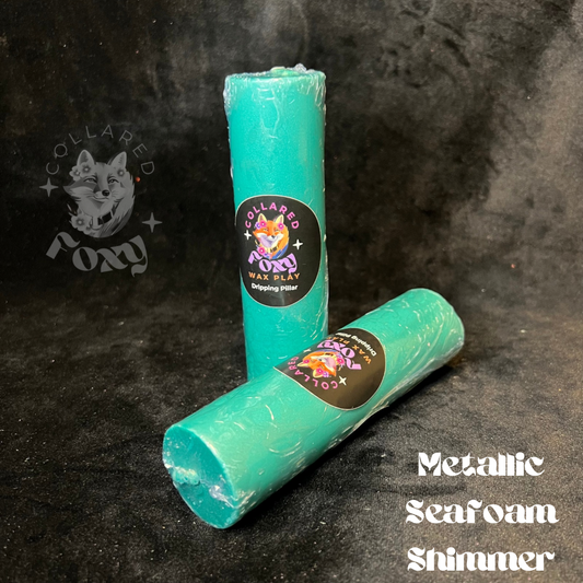 Seafoam Metallic Shimmer Paraffin Dripping Pillar Wax Play Candle