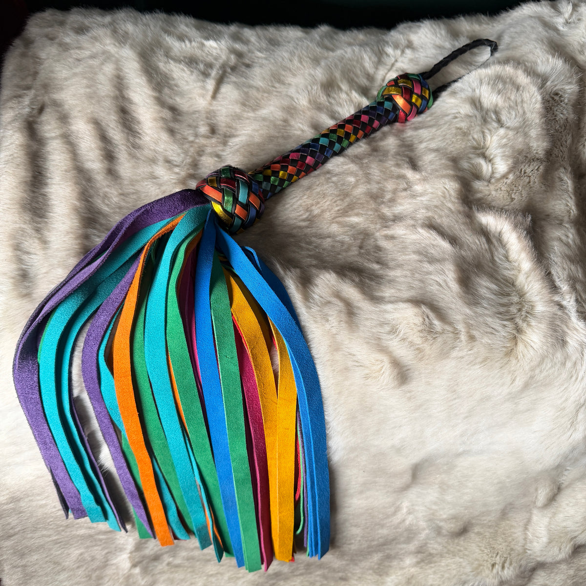 Prism | Rainbow Cowhide Suede Flogger
