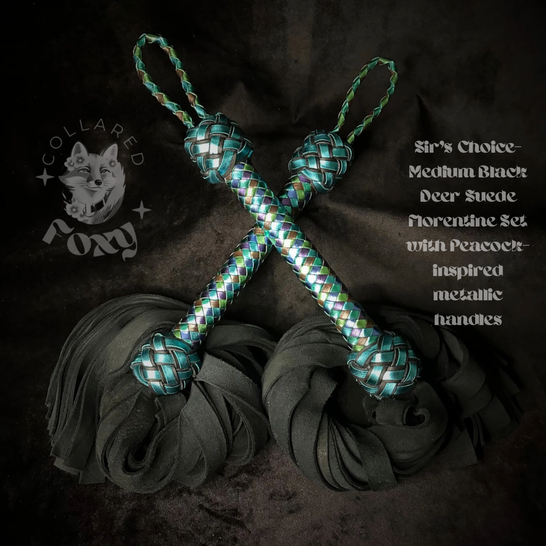 Deer Suede Peacock Florentine Flogger Set - Exotic Collection