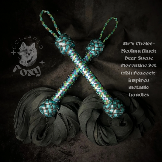 Deer Suede Peacock Florentine Flogger Set - Exotic Collection
