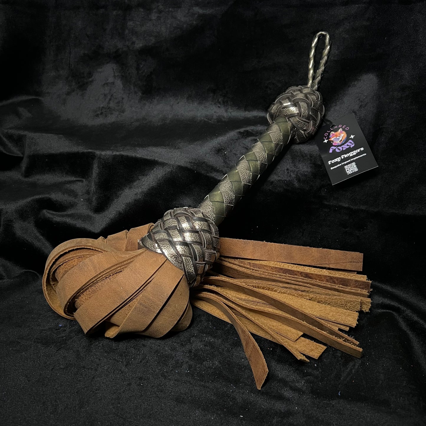 Whisky Room Collection - Medium Tan Crazy Horse and Antique Gold Leather Flogger