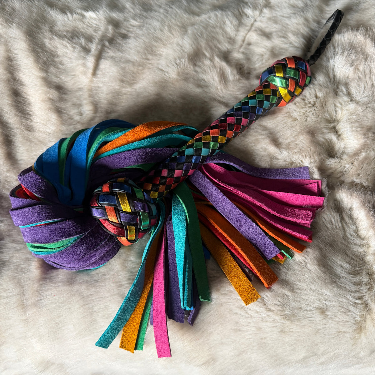 Prism | Rainbow Cowhide Suede Flogger