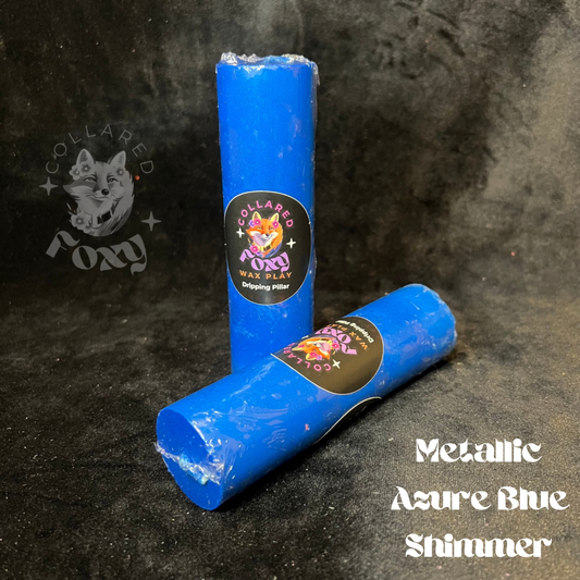 Azure Blue Metallic Shimmer Paraffin Dripping Pillar Wax Play Candle