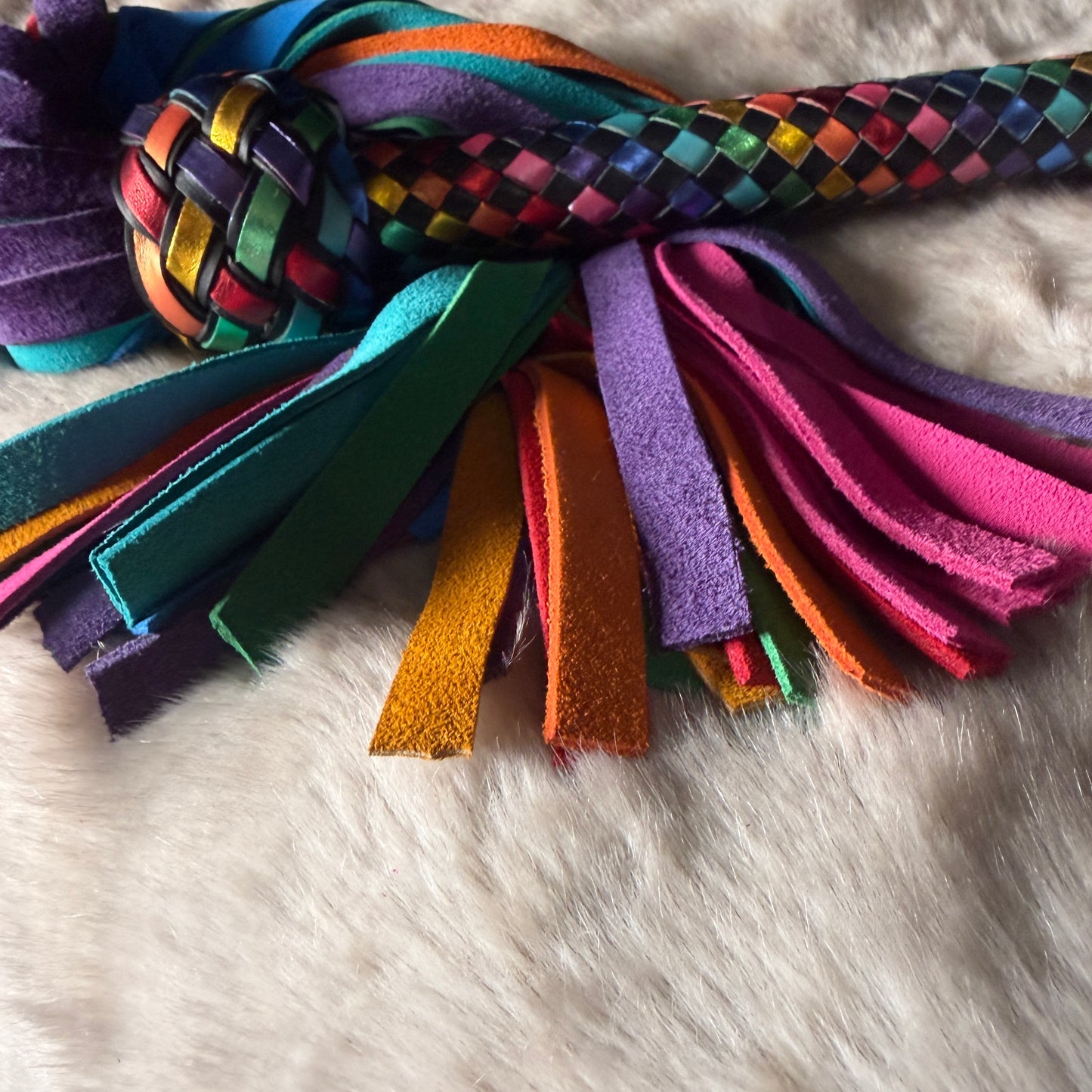 Prism | Rainbow Cowhide Suede Flogger