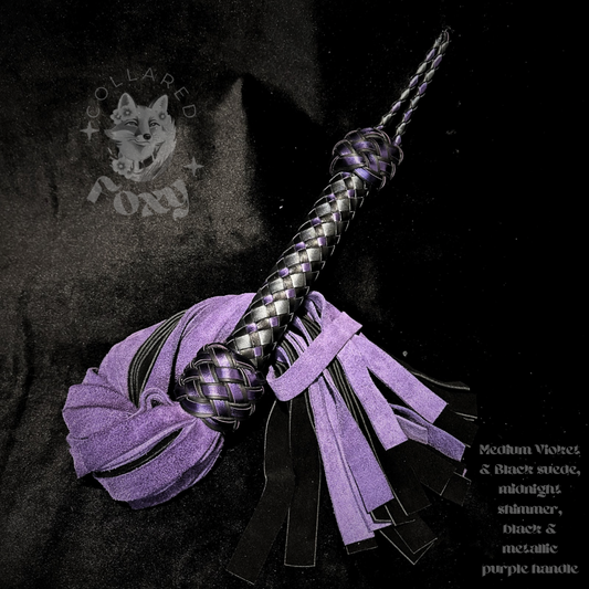 Medium Violet Purple and Black Suede Flogger