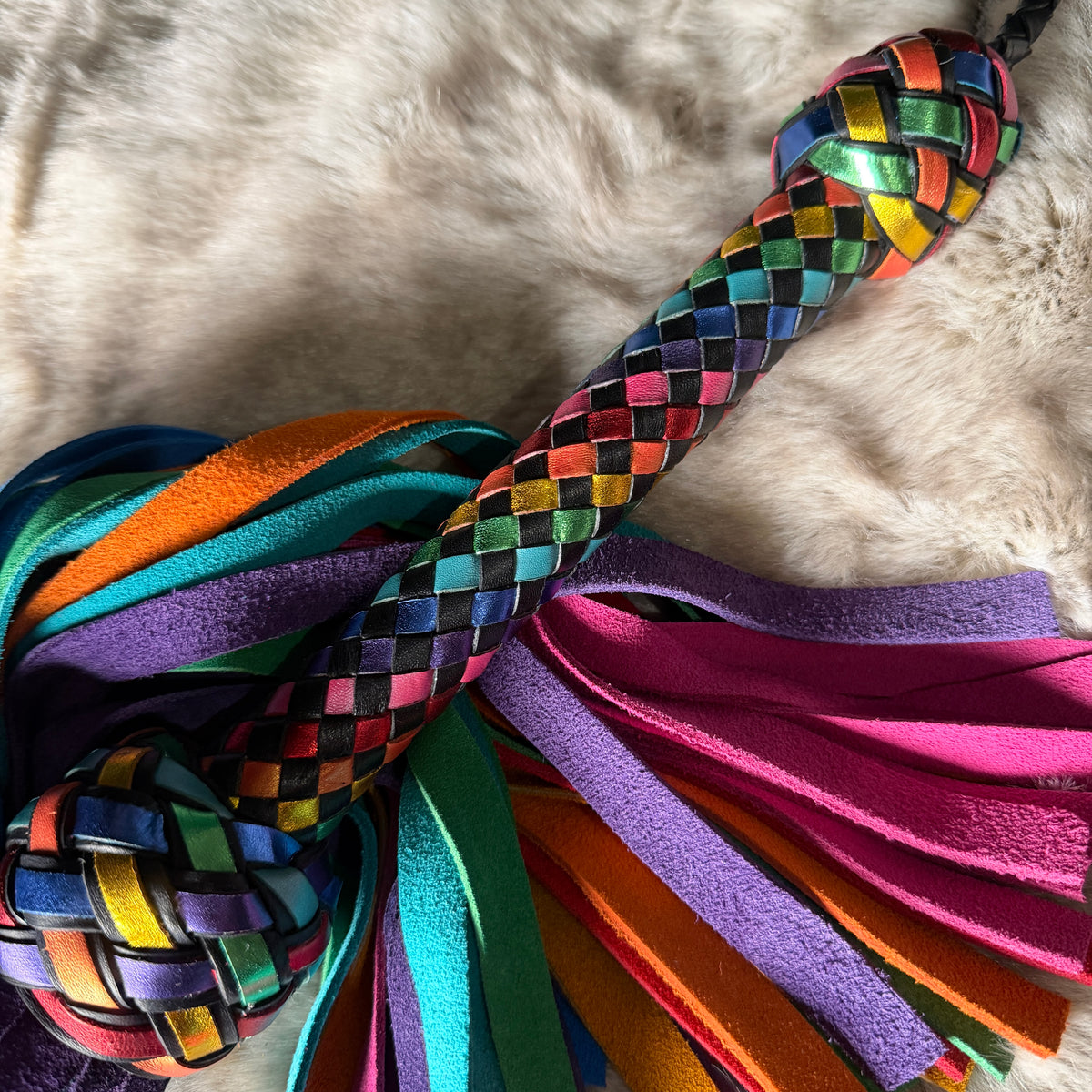 Prism | Rainbow Cowhide Suede Flogger