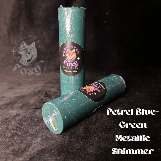 Petrel Blue-Green Metallic Shimmer Paraffin Dripping Pillar Wax Play Candle