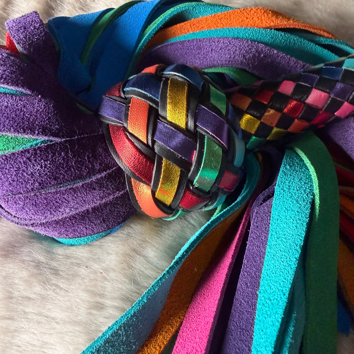 Prism | Rainbow Cowhide Suede Flogger