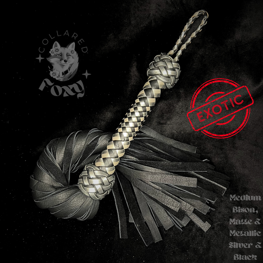 Medium Black Canadian Bison Leather Flogger - Exotic Collection