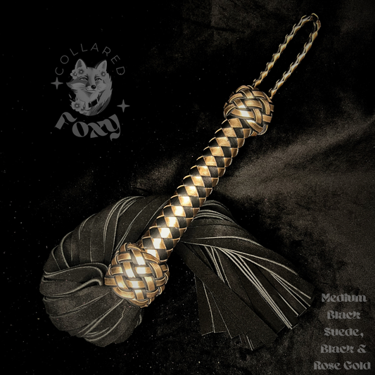 Medium Black Suede and Rose Gold Flogger