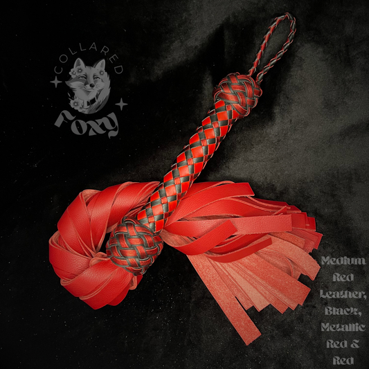 Medium Red Cowhide Leather Flogger - Criss Cross